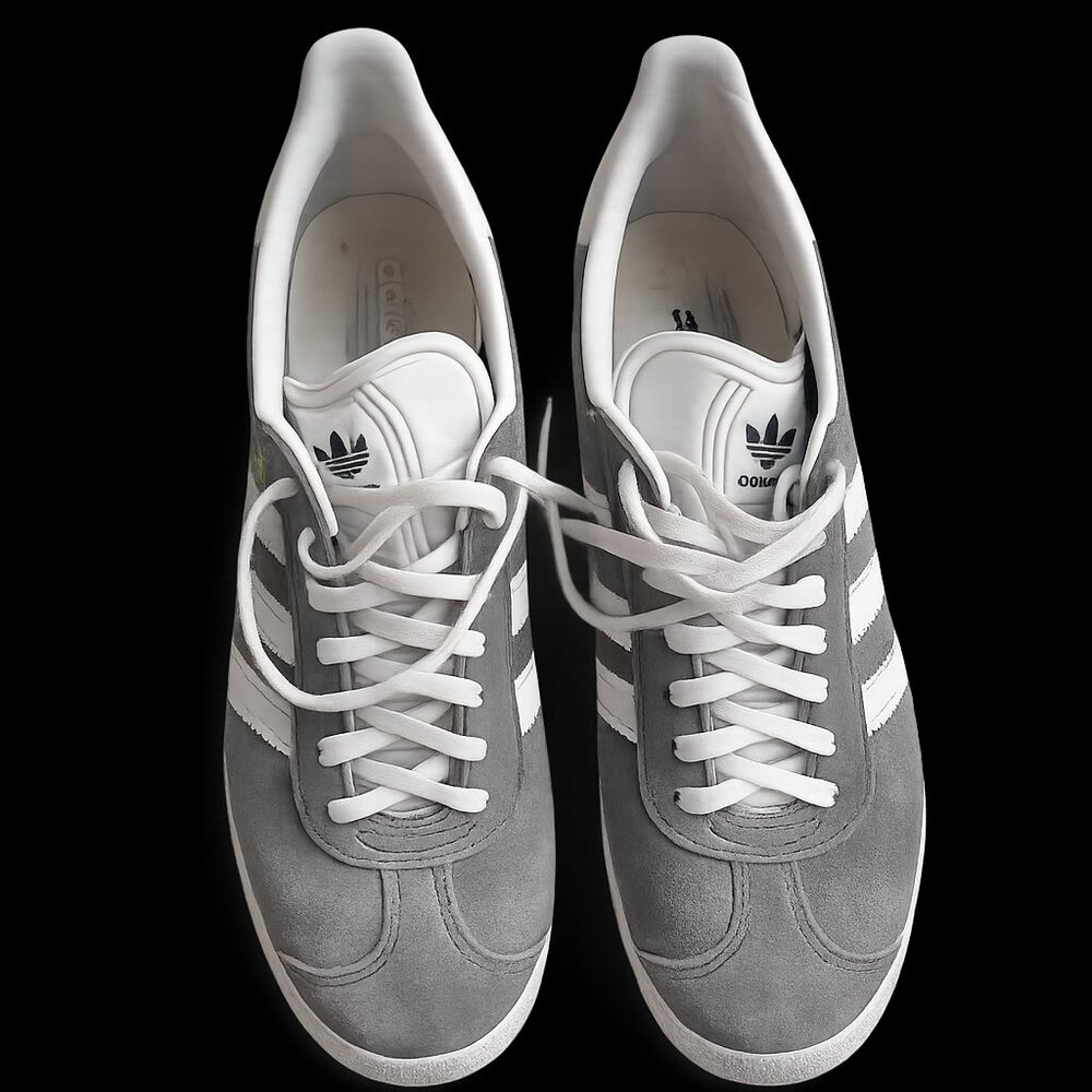 adidas Women's Gray and White Gazelle Sneakers - Picture 2 of 4